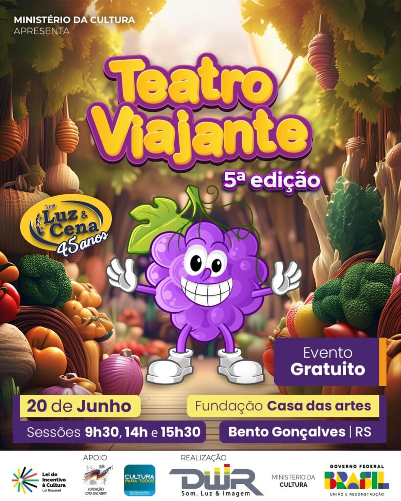 Teatro Viajante faz apresentações gratuitas em Bento Gonçalves